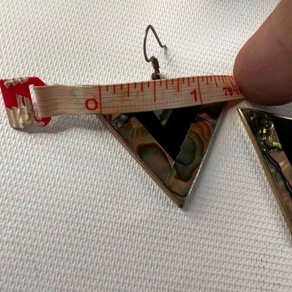 Vintage Alpaca Silver, Abalone & Mother of Pearl Night Sky Celestial Earrings - Picture 5 of 6